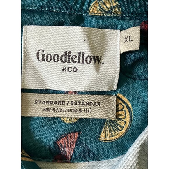 Goodfellow & Co POLO 3 Button Collar Golf Drinks Lemon Vacation Polo Shirt XL - Picture 4 of 10